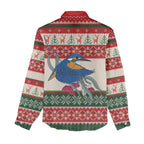 Aussie Kingfisher Bird Christmas Women Casual Shirt Festive Knitted Pattern Inspired