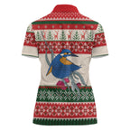 Aussie Kingfisher Bird Christmas Women Polo Shirt Festive Knitted Pattern Inspired
