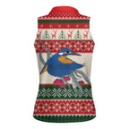 Aussie Kingfisher Bird Christmas Women Sleeveless Polo Shirt Festive Knitted Pattern Inspired