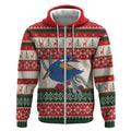 Aussie Kingfisher Bird Christmas Zip Hoodie Festive Knitted Pattern Inspired