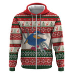 Aussie Kingfisher Bird Christmas Zip Hoodie Festive Knitted Pattern Inspired