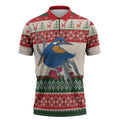 Aussie Kingfisher Bird Christmas Zipper Polo Shirt Festive Knitted Pattern Inspired