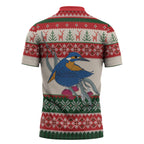 Aussie Kingfisher Bird Christmas Zipper Polo Shirt Festive Knitted Pattern Inspired