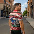 Aussie Kingfisher Bird Christmas Zipper Polo Shirt Festive Knitted Pattern Inspired