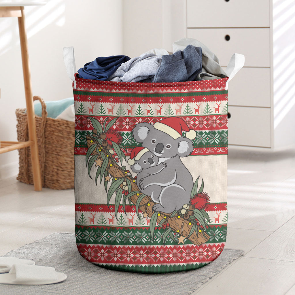 Aussie Koala Mama Christmas Laundry Basket Festive Knitted Pattern Inspired