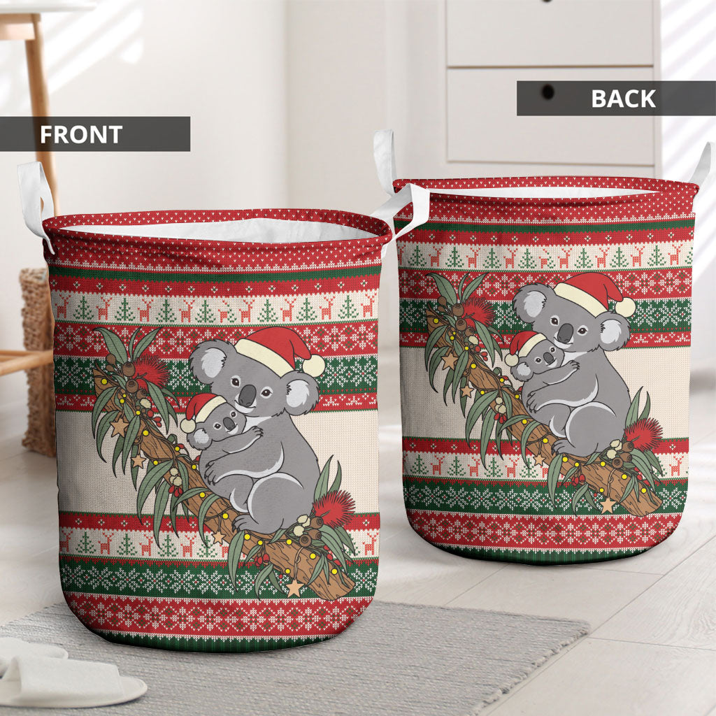 Aussie Koala Mama Christmas Laundry Basket Festive Knitted Pattern Inspired