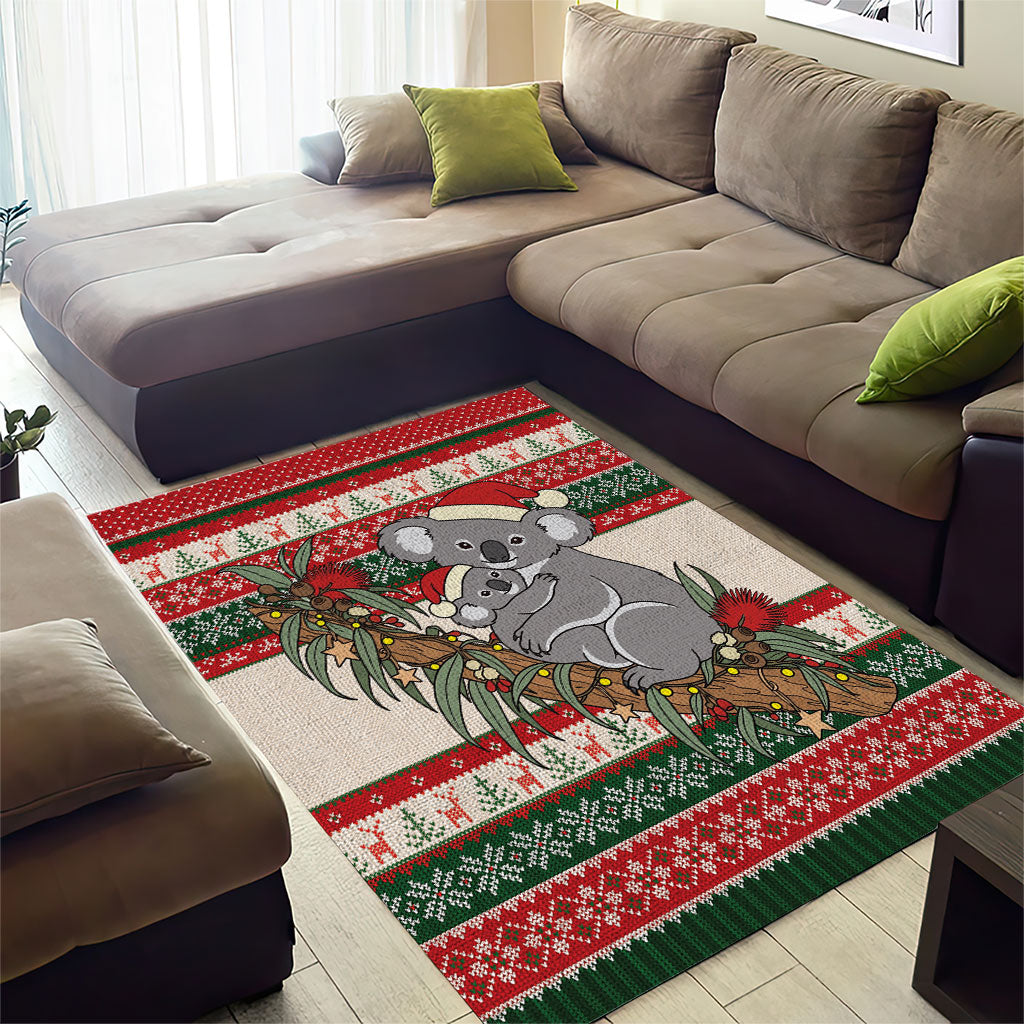 Aussie Koala Mama Christmas Area Rug Festive Knitted Pattern Inspired