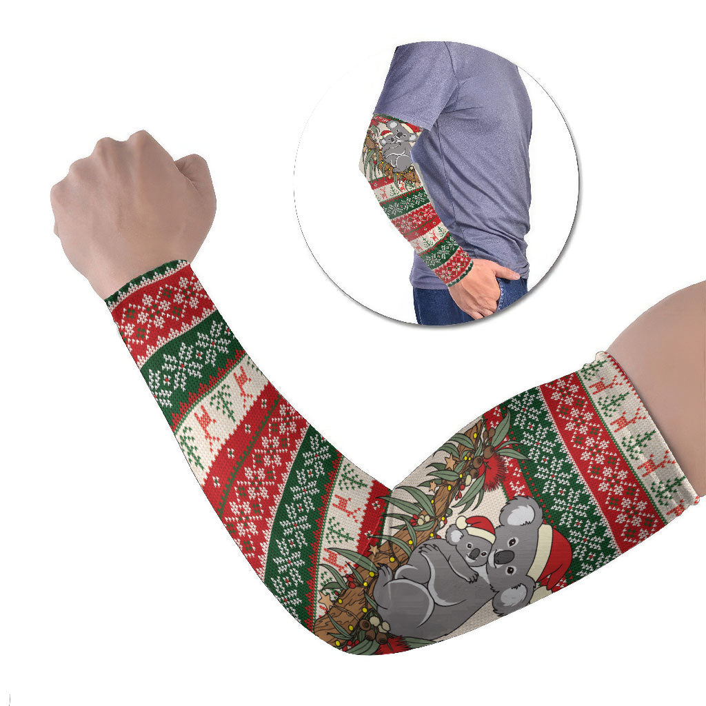 Aussie Koala Mama Christmas Arm Sleeves Festive Knitted Pattern Inspired