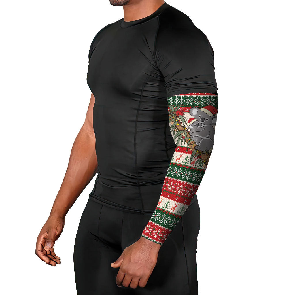 Aussie Koala Mama Christmas Arm Sleeves Festive Knitted Pattern Inspired