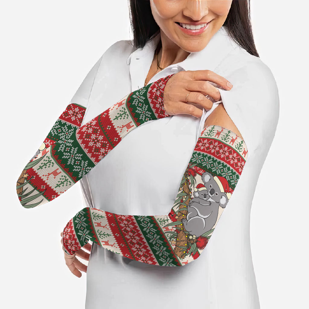 Aussie Koala Mama Christmas Arm Sleeves Festive Knitted Pattern Inspired