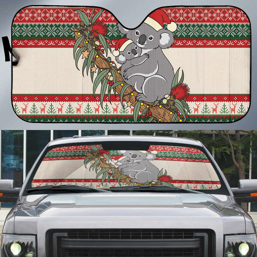 Aussie Koala Mama Christmas Auto Sun Shade Festive Knitted Pattern Inspired