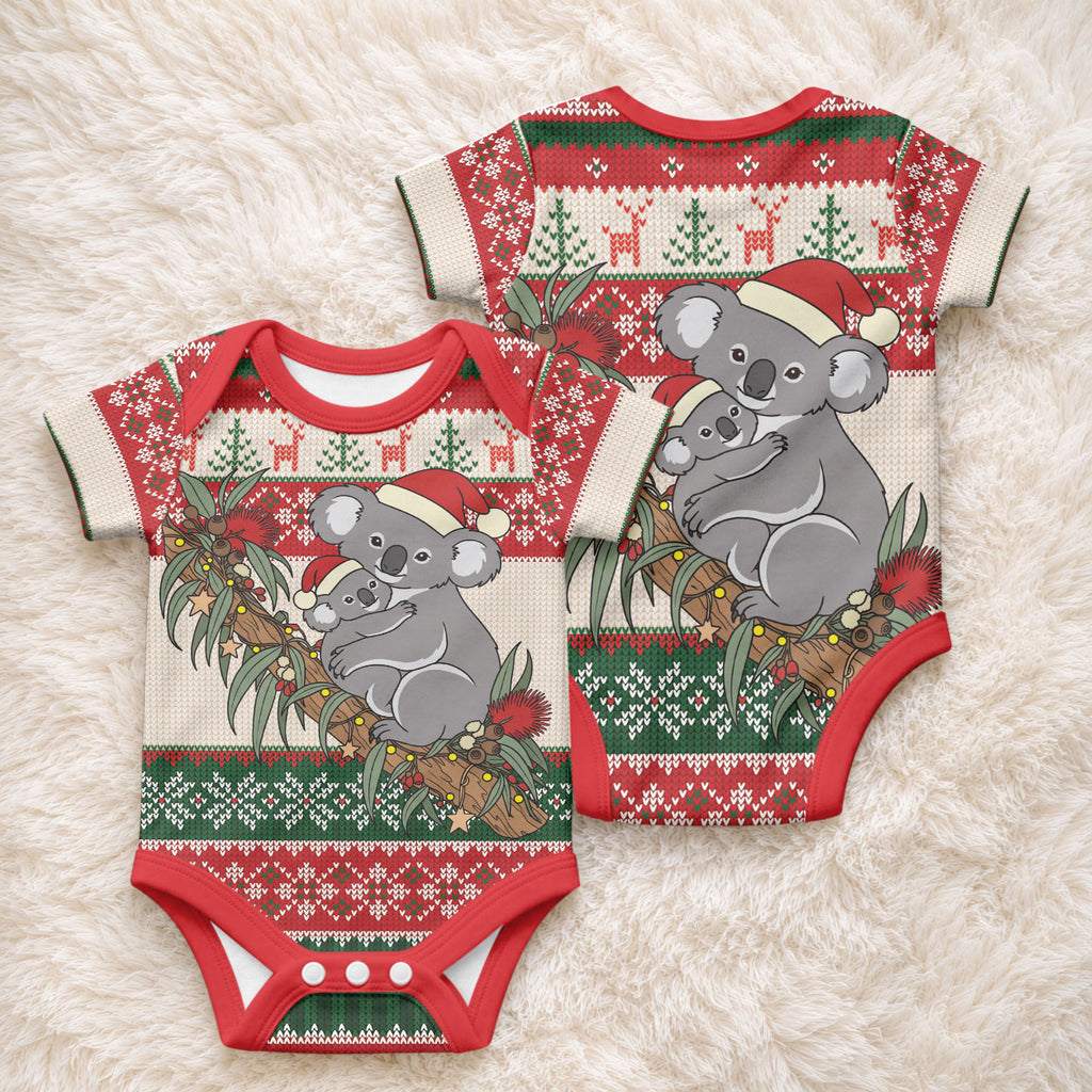 Aussie Koala Mama Christmas Baby Onesie Festive Knitted Pattern Inspired