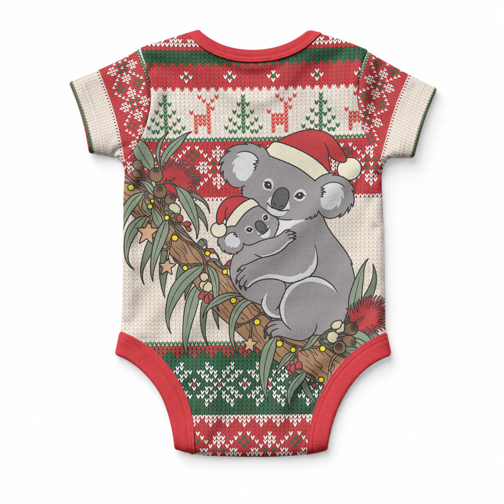 Aussie Koala Mama Christmas Baby Onesie Festive Knitted Pattern Inspired