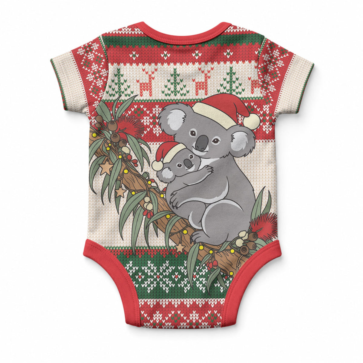 Aussie Koala Mama Christmas Baby Onesie Festive Knitted Pattern Inspired