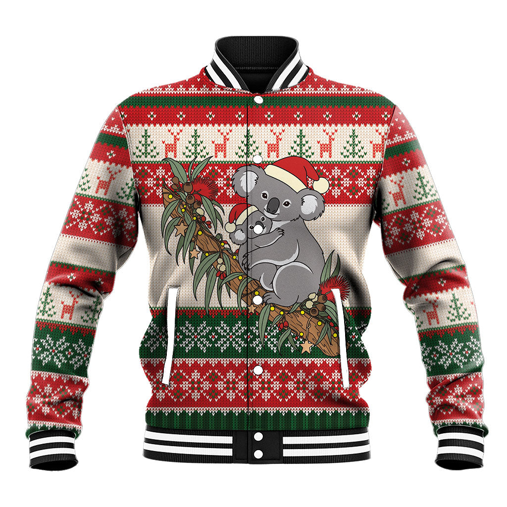 Aussie Koala Mama Christmas Baseball Jacket Festive Knitted Pattern Inspired