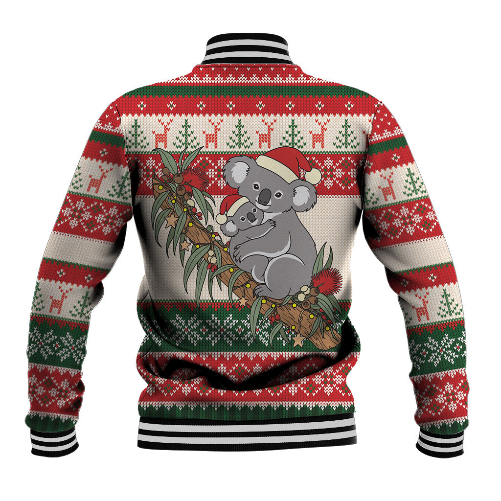 Aussie Koala Mama Christmas Baseball Jacket Festive Knitted Pattern Inspired