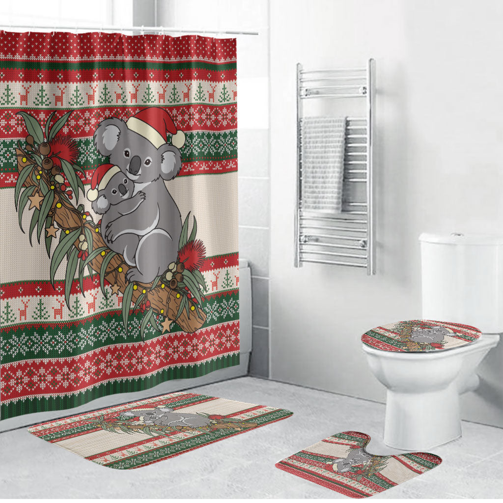 Aussie Koala Mama Christmas Bathroom Set Festive Knitted Pattern Inspired