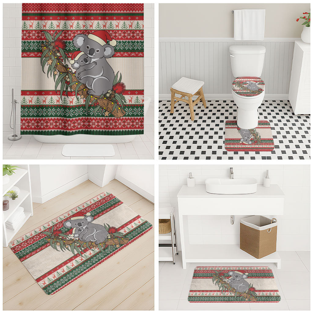 Aussie Koala Mama Christmas Bathroom Set Festive Knitted Pattern Inspired