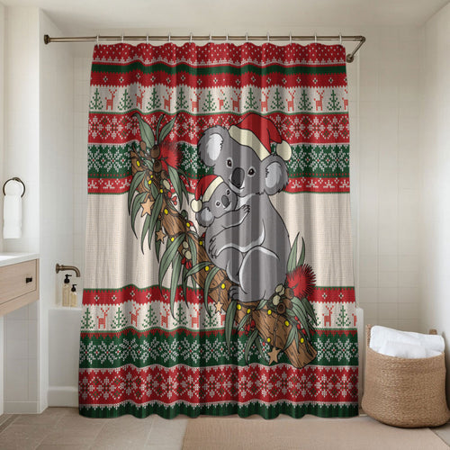 Aussie Koala Mama Christmas Bathroom Set Festive Knitted Pattern Inspired