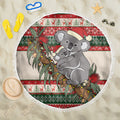 Aussie Koala Mama Christmas Beach Blanket Festive Knitted Pattern Inspired