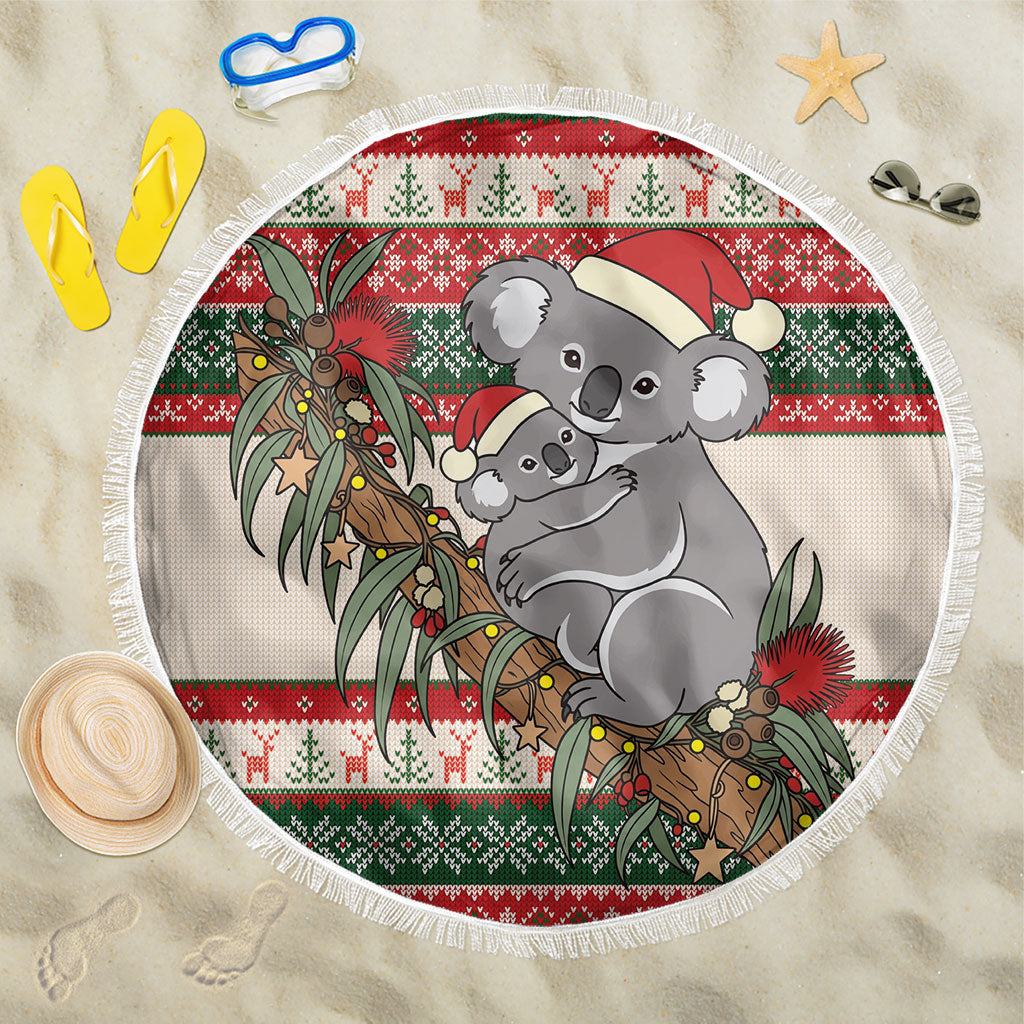 Aussie Koala Mama Christmas Beach Blanket Festive Knitted Pattern Inspired