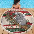 Aussie Koala Mama Christmas Beach Blanket Festive Knitted Pattern Inspired