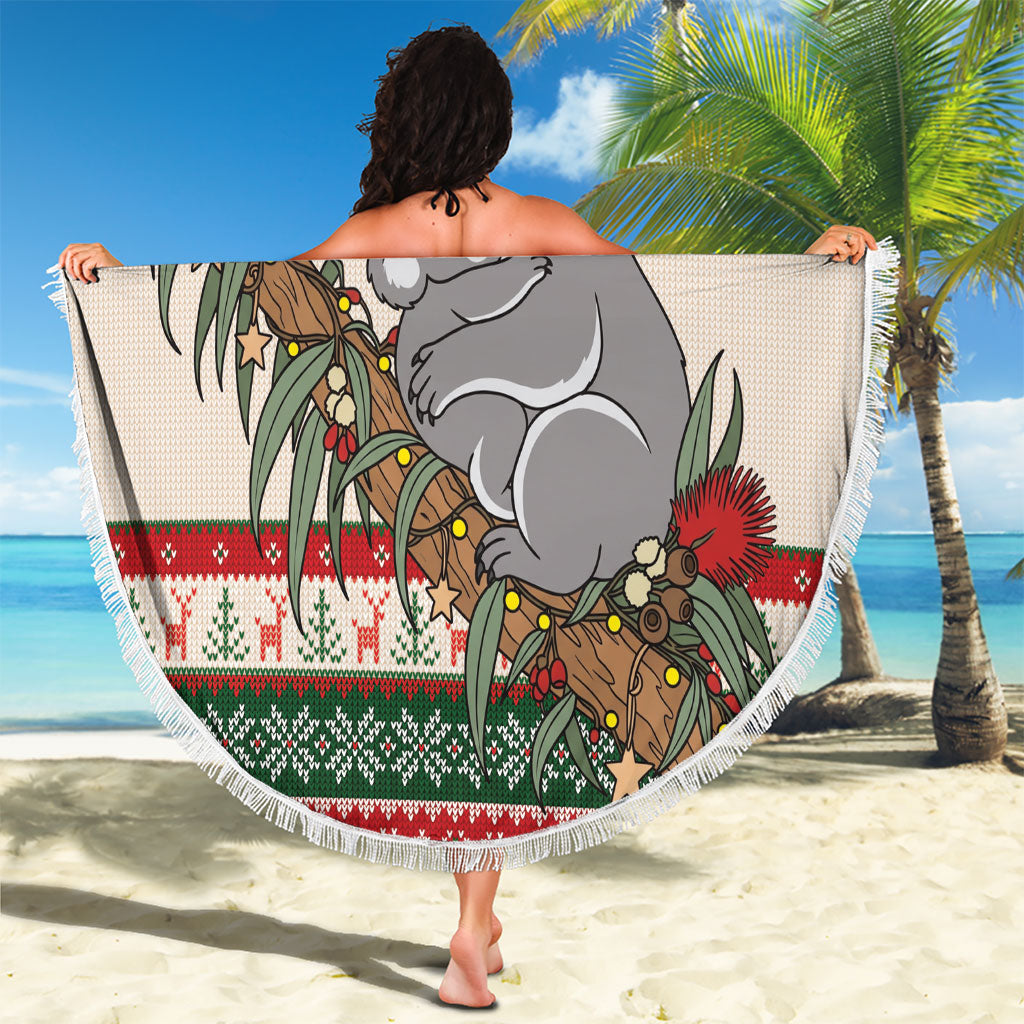 Aussie Koala Mama Christmas Beach Blanket Festive Knitted Pattern Inspired