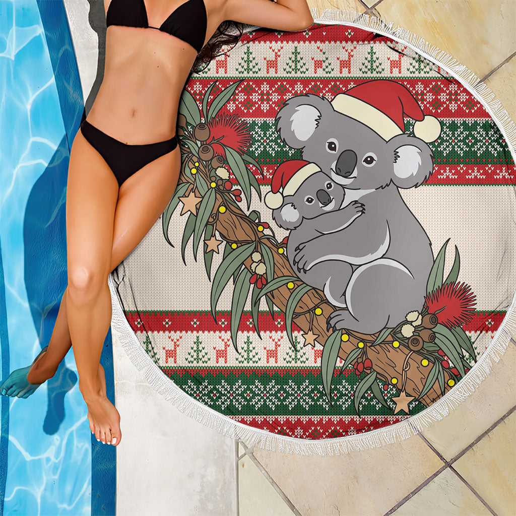 Aussie Koala Mama Christmas Beach Blanket Festive Knitted Pattern Inspired