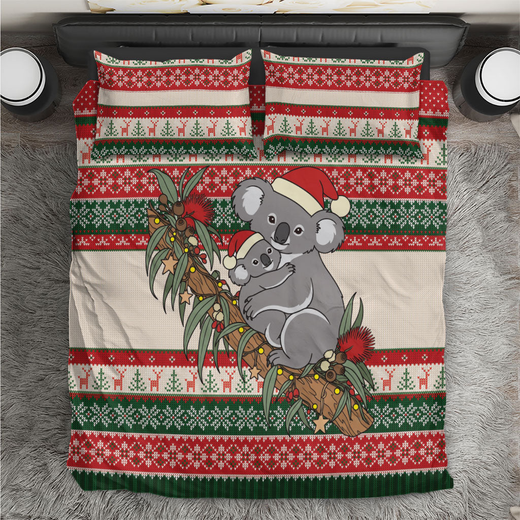 Aussie Koala Mama Christmas Bedding Set Festive Knitted Pattern Inspired