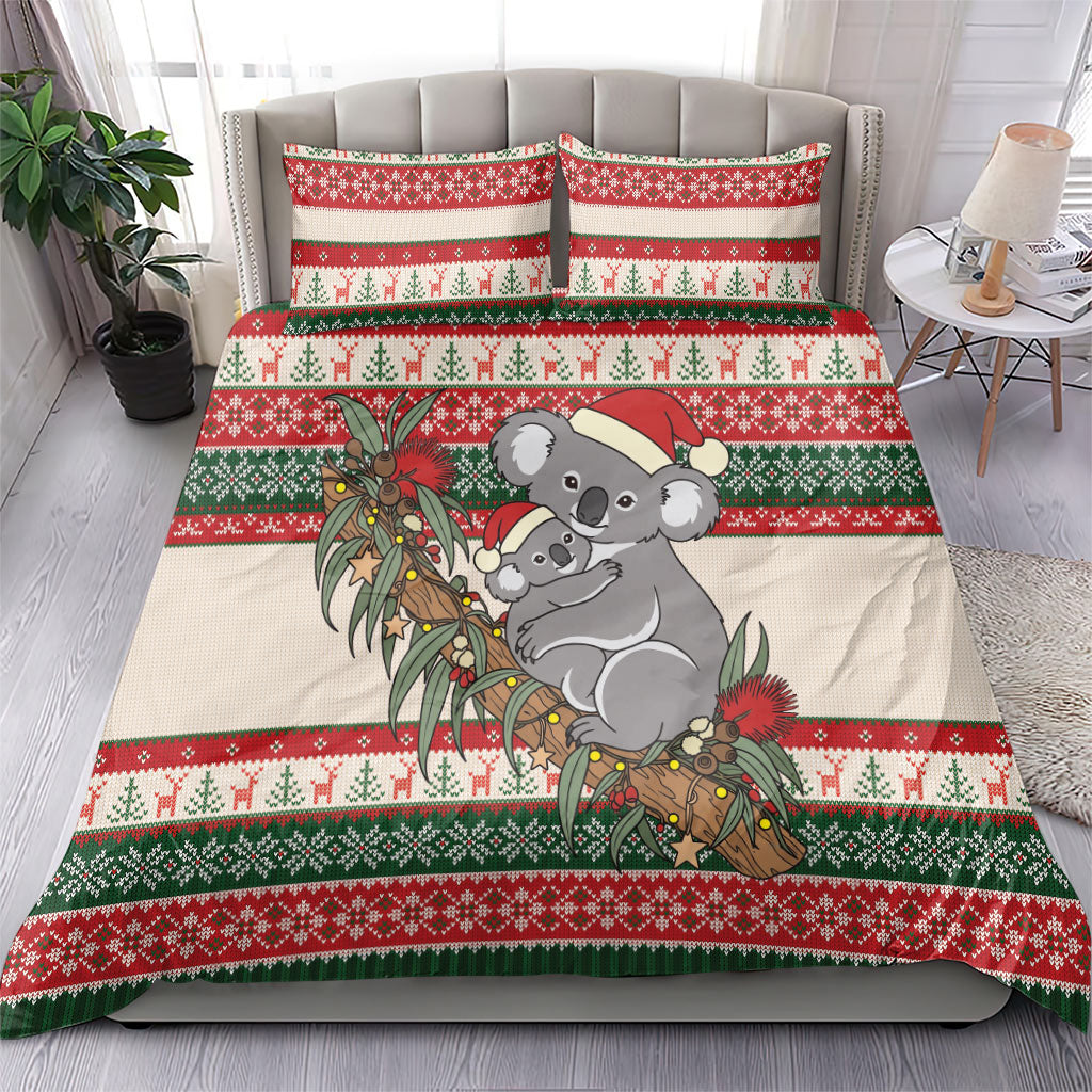 Aussie Koala Mama Christmas Bedding Set Festive Knitted Pattern Inspired