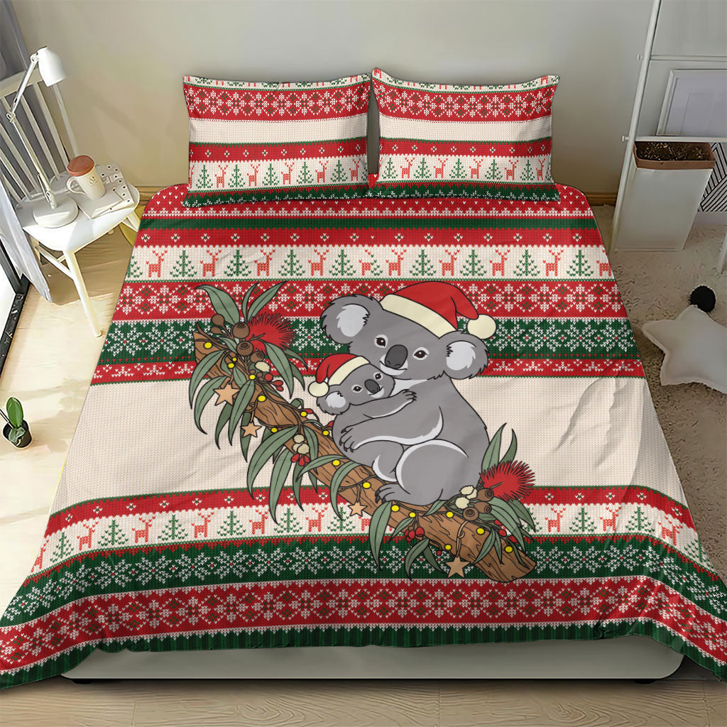 Aussie Koala Mama Christmas Bedding Set Festive Knitted Pattern Inspired
