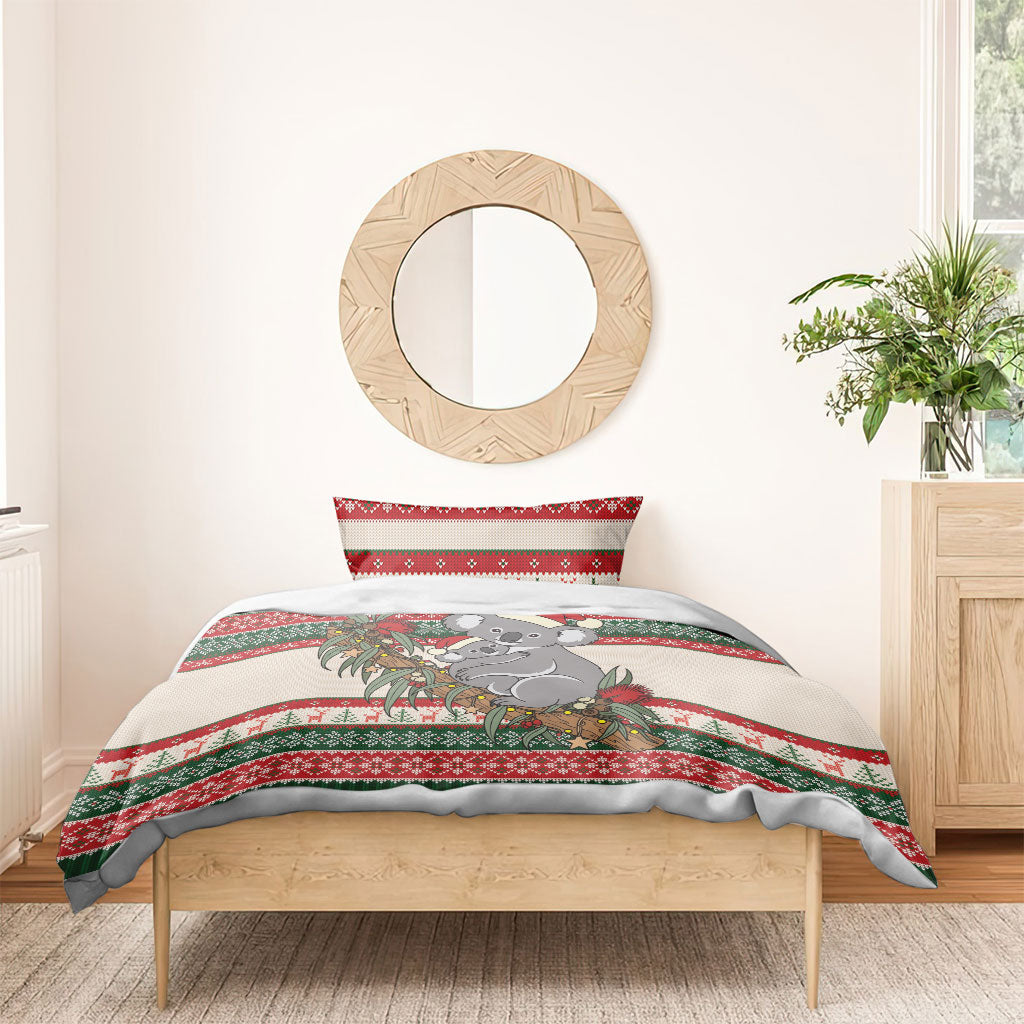 Aussie Koala Mama Christmas Bedding Set Festive Knitted Pattern Inspired