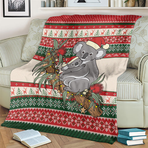 Aussie Koala Mama Christmas Blanket Festive Knitted Pattern Inspired