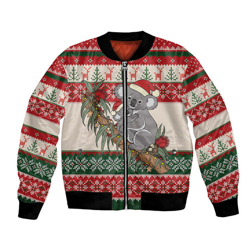 Aussie Koala Mama Christmas Bomber Jacket Festive Knitted Pattern Inspired