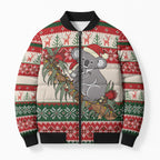 Aussie Koala Mama Christmas Bomber Puffer Jacket Festive Knitted Pattern Inspired