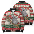 Aussie Koala Mama Christmas Bomber Puffer Jacket Festive Knitted Pattern Inspired