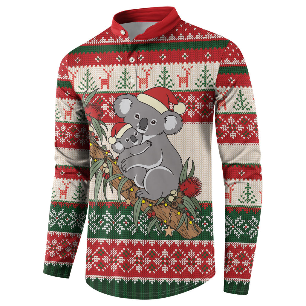 Aussie Koala Mama Christmas Button Sweatshirt Festive Knitted Pattern Inspired