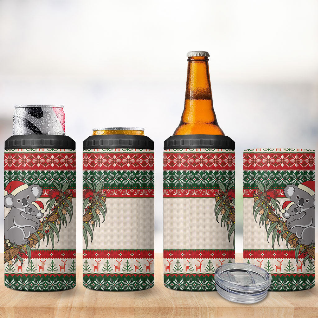 Aussie Koala Mama Christmas 4 in 1 Can Cooler Tumbler Festive Knitted Pattern Inspired
