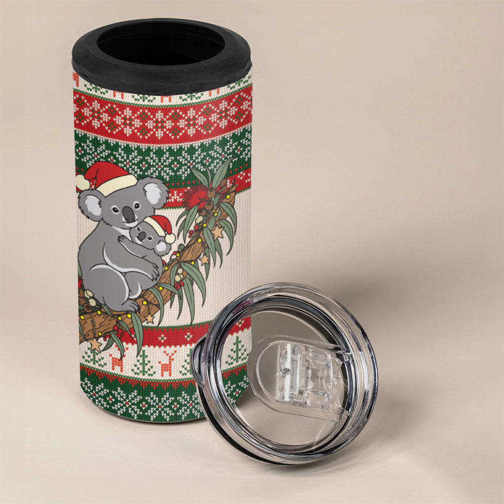 Aussie Koala Mama Christmas 4 in 1 Can Cooler Tumbler Festive Knitted Pattern Inspired