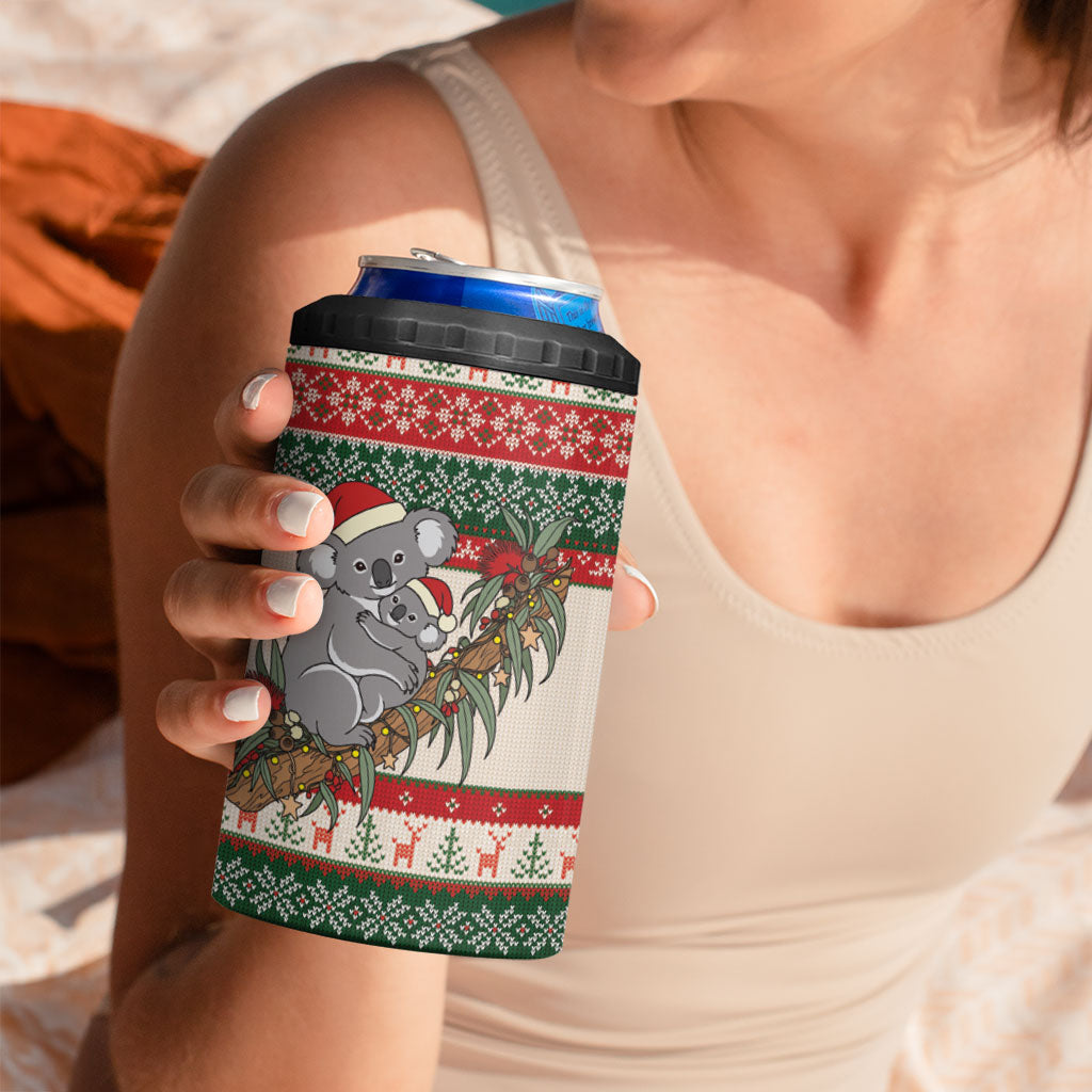 Aussie Koala Mama Christmas 4 in 1 Can Cooler Tumbler Festive Knitted Pattern Inspired