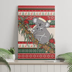 Aussie Koala Mama Christmas Canvas Wall Art Festive Knitted Pattern Inspired