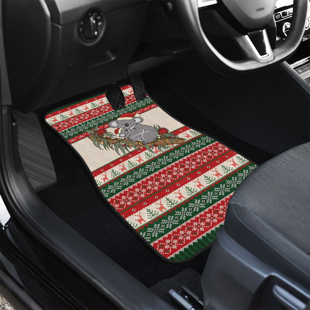 Aussie Koala Mama Christmas Car Mats Festive Knitted Pattern Inspired