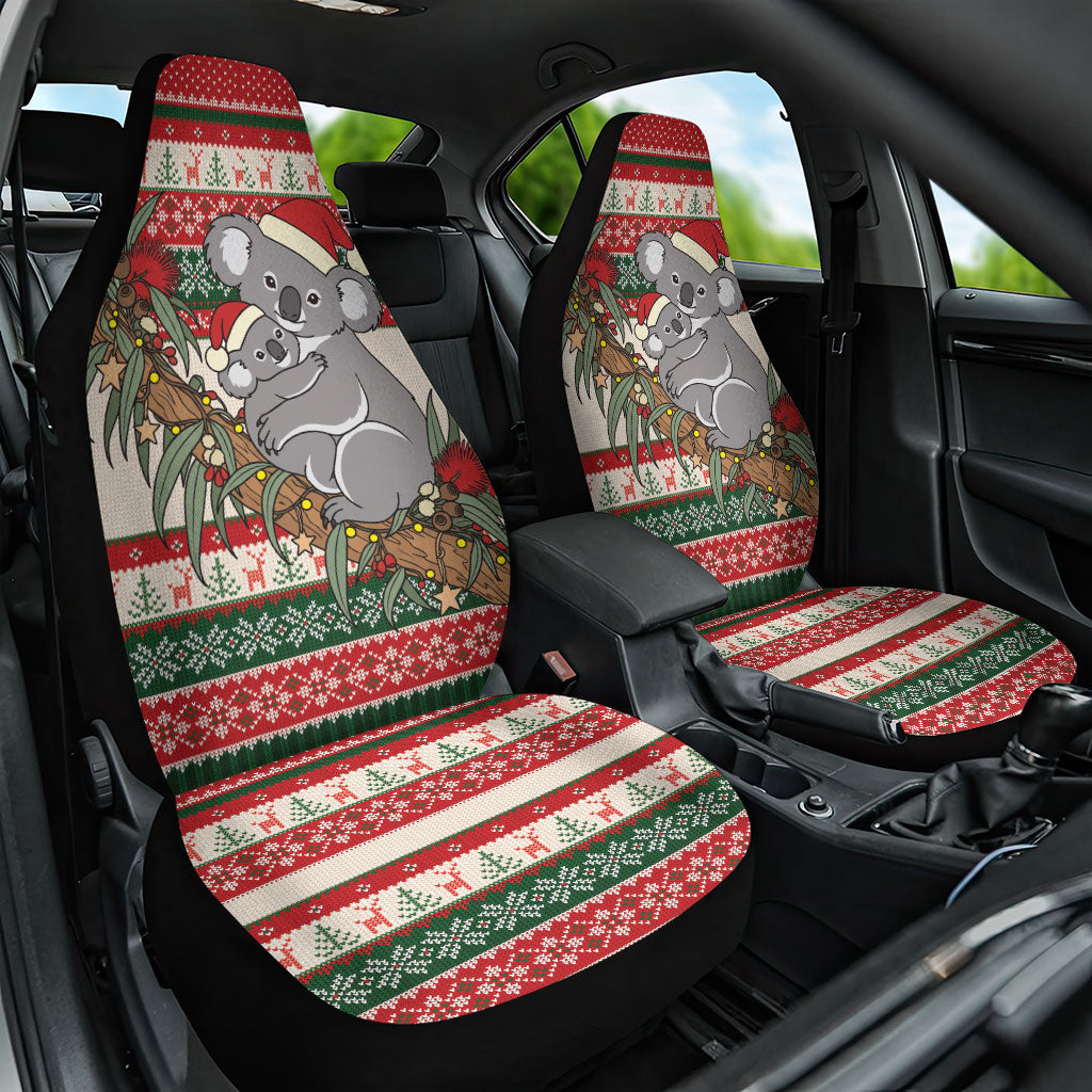 Aussie Koala Mama Christmas Car Seat Cover Festive Knitted Pattern Inspired