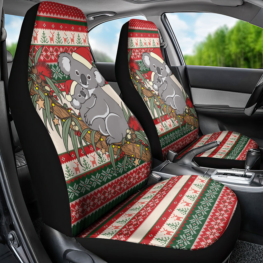 Aussie Koala Mama Christmas Car Seat Cover Festive Knitted Pattern Inspired