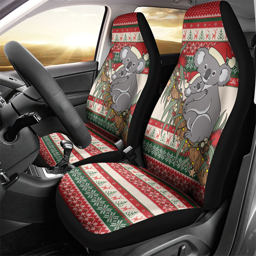 Aussie Koala Mama Christmas Car Seat Cover Festive Knitted Pattern Inspired