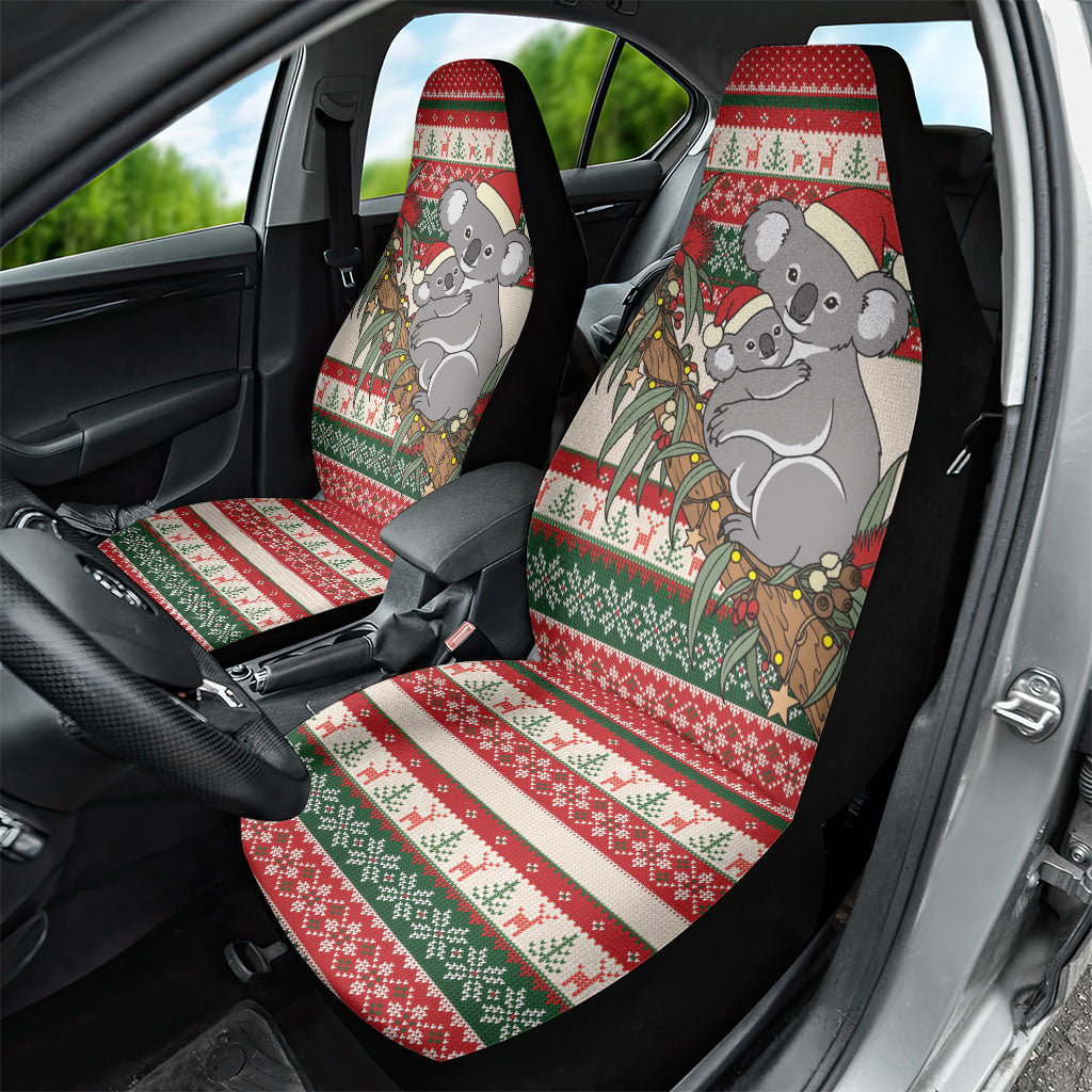Aussie Koala Mama Christmas Car Seat Cover Festive Knitted Pattern Inspired