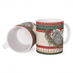 Aussie Koala Mama Christmas Ceramic Mug Festive Knitted Pattern Inspired