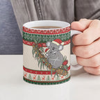 Aussie Koala Mama Christmas Ceramic Mug Festive Knitted Pattern Inspired
