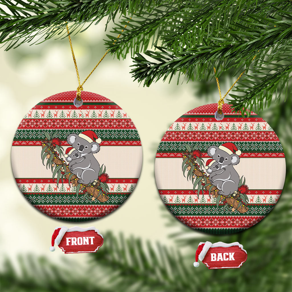 Aussie Koala Mama Christmas Ceramic Ornament Festive Knitted Pattern Inspired
