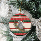 Aussie Koala Mama Christmas Ceramic Ornament Festive Knitted Pattern Inspired